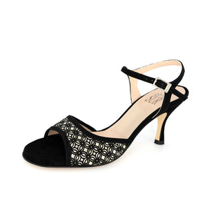 Isabella Camoscio Nero Oro 6cm heel (Regular to wide)