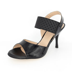 Malaguena Vernice Nero Elastico Rombo 7cm heel (Regular to Narrow)