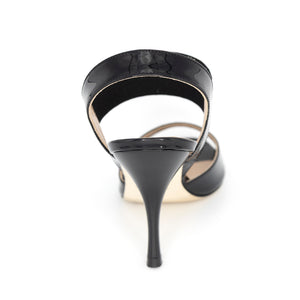 Malaguena Vernice Nero Elastico Rombo 7cm heel (Regular to Narrow)