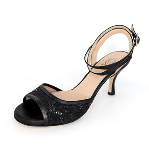 Femme Nappa Nero Pizzo 6cm (Regular)