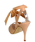 JuliaBella Paloma nude patent leather high heel sandals with a soft tie-up Lycra ankle band, back view.