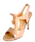 Sandalias JuliaBella Paloma Fantasia en color coral con tacón de 9cm, detalle de lazo de licra y piel artesanal